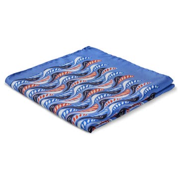 Virtuo | Pochette de costume en soie à motifs de plumes bleues Virtuo | Pochette de costume en soie à motifs de plumes bleues