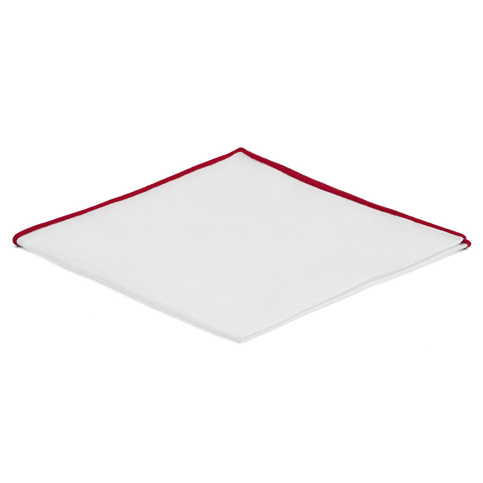 Lenço de Bolso Branco com Orlas Carmesim Lenço de Bolso Branco com Orlas Carmesim