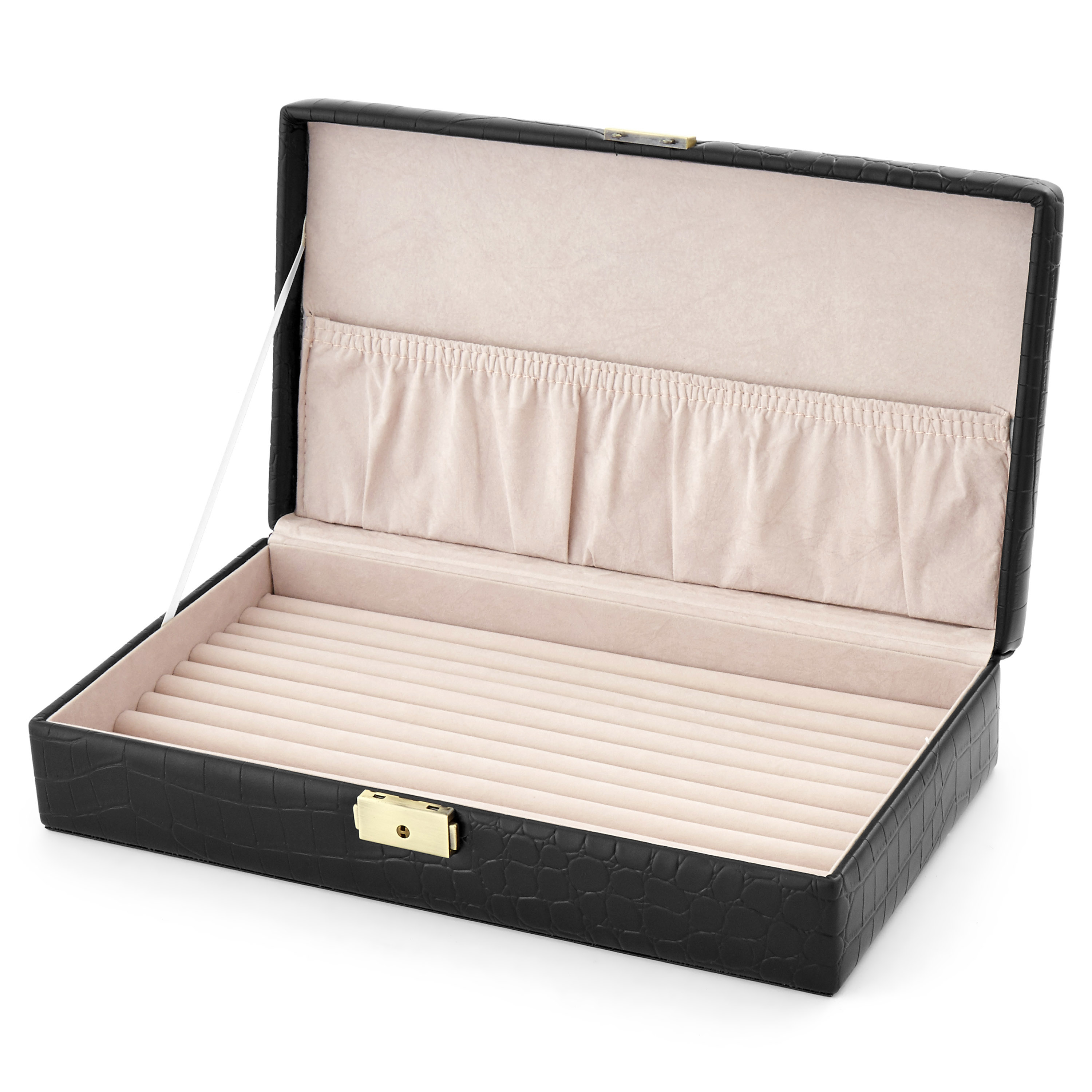 Mansjettknappetui i Svart Imitert Alligatorskinn - 2