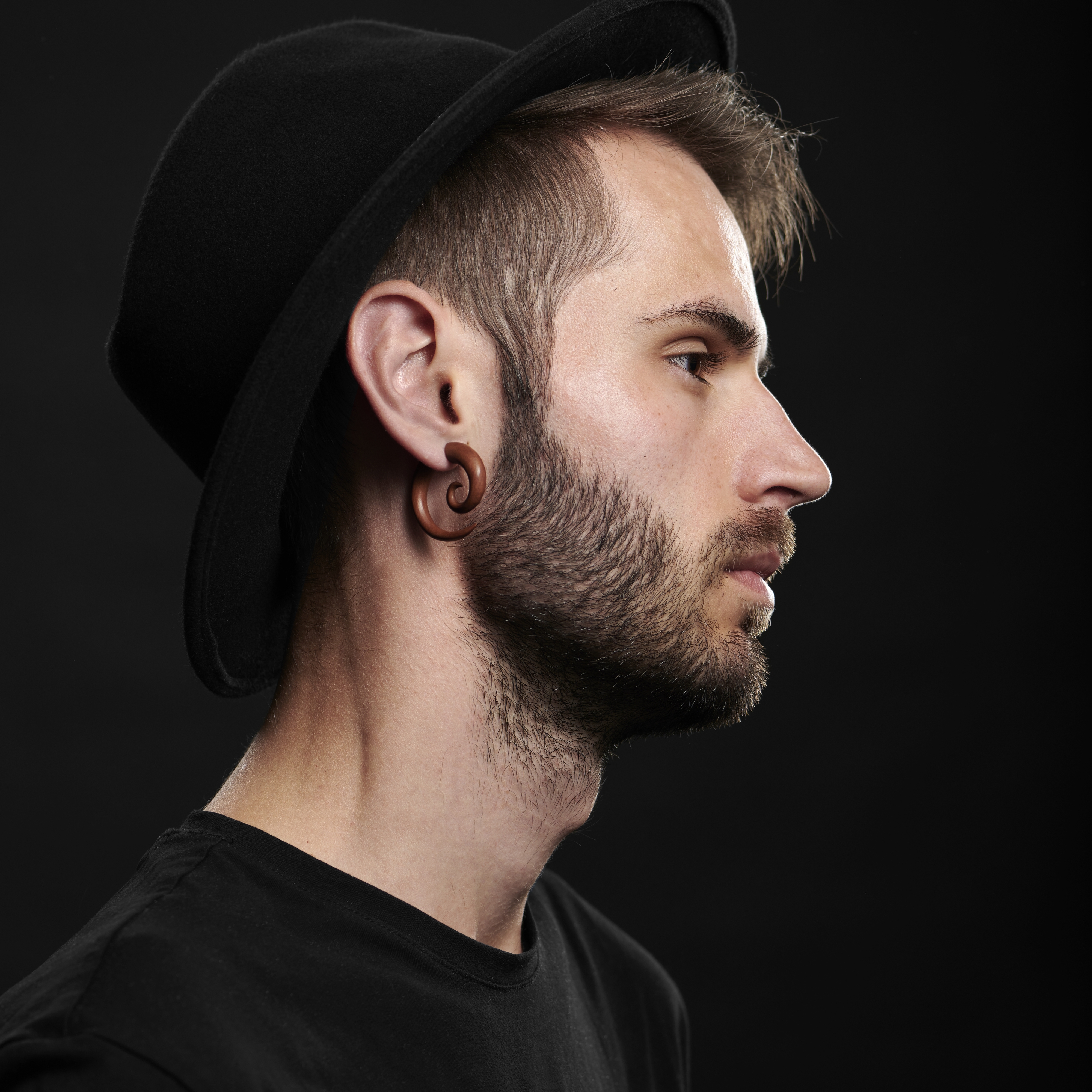 Brauner Großer Spiralen Fake Plug Ohrstecker - 5