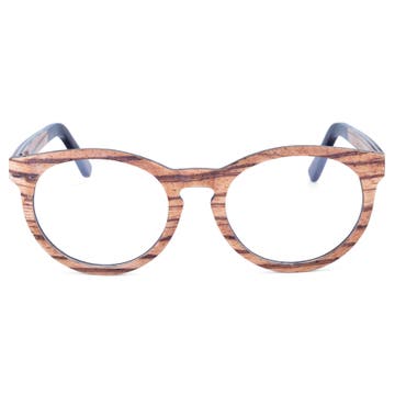 Очила с прозрачни стъкла и дървени дръжки с костенуркови шарки