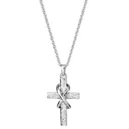 Silver-Tone Stainless Steel With Cross & Infinity Symbol Cable Chain Necklace