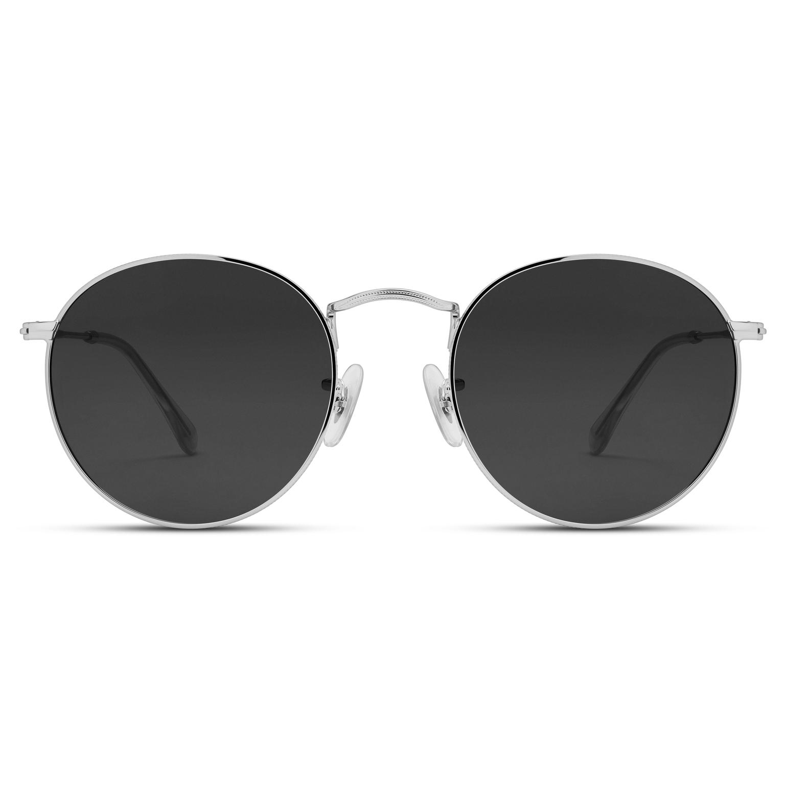 Polarised Round Surgical Steel Sunglasses with Black Lenses Polarised Round Surgical Steel Sunglasses with Black Lenses