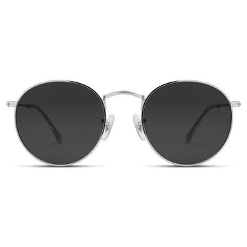 Polarised Round Surgical Steel Sunglasses with Black Lenses Polarised Round Surgical Steel Sunglasses with Black Lenses