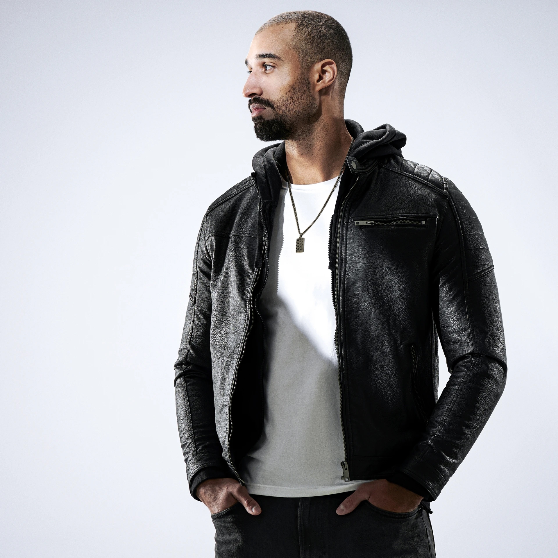 Icarus | Gunmetal Black Stainless Steel Geometric Pattern Dog Tag Necklace - 3