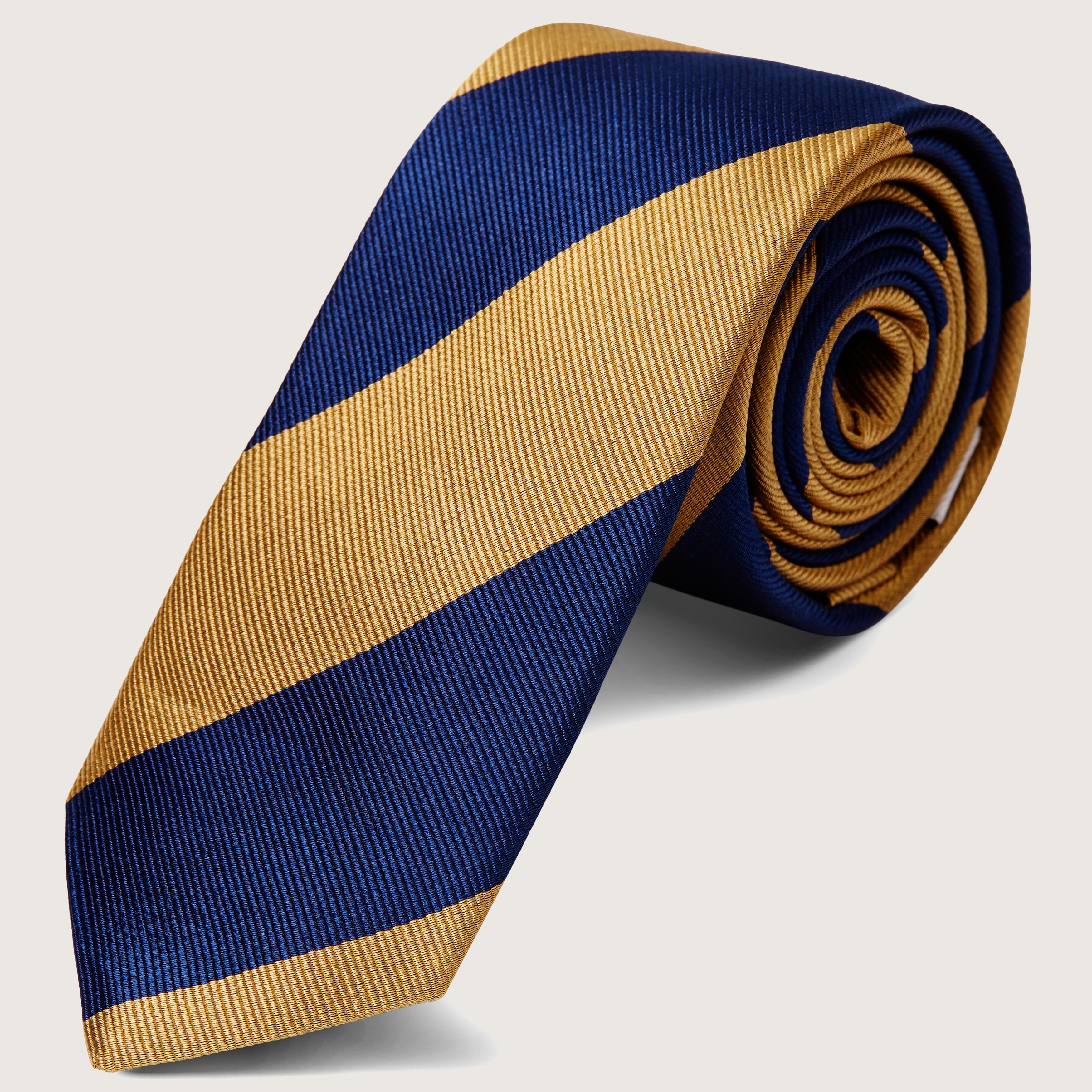 gold and navy blue tie
