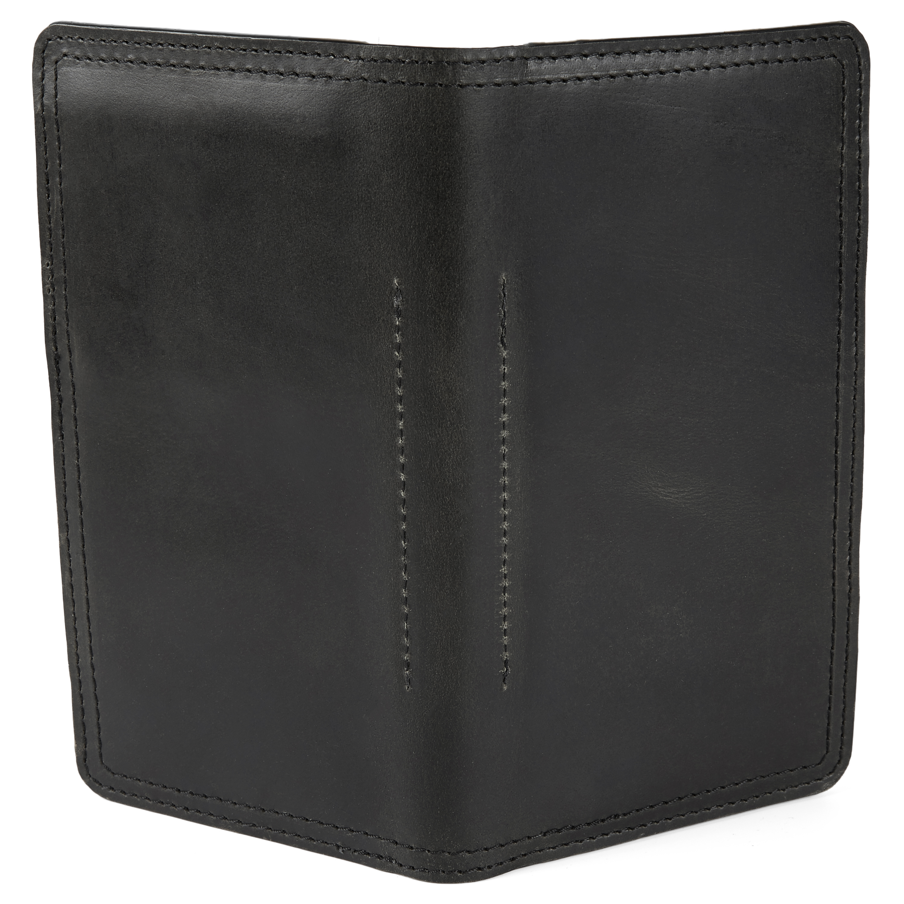 Črna rustikalna usnjena denarnica za potni list - 3