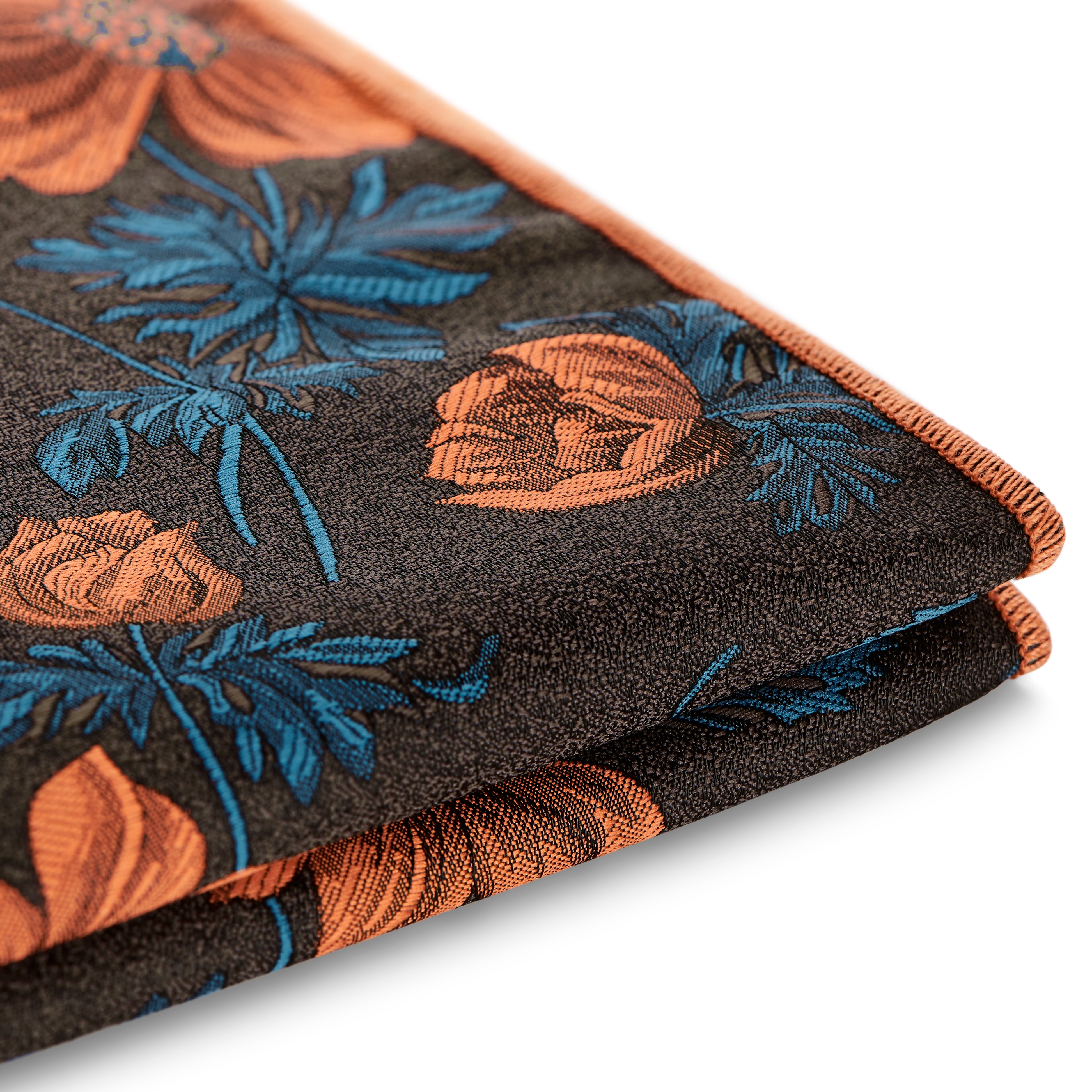 Dianthus | Burnt Orange and Turquoise Flower Pocket Square - 3