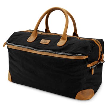 Tarpa | Black Canvas & Tan Leather Duffle Bag