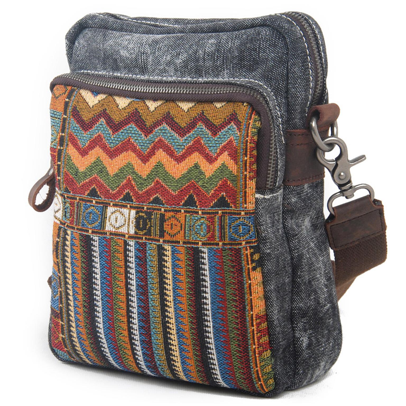 Retro Grå Bohemian Canvas Skuldertaske Retro Grå Bohemian Canvas Skuldertaske