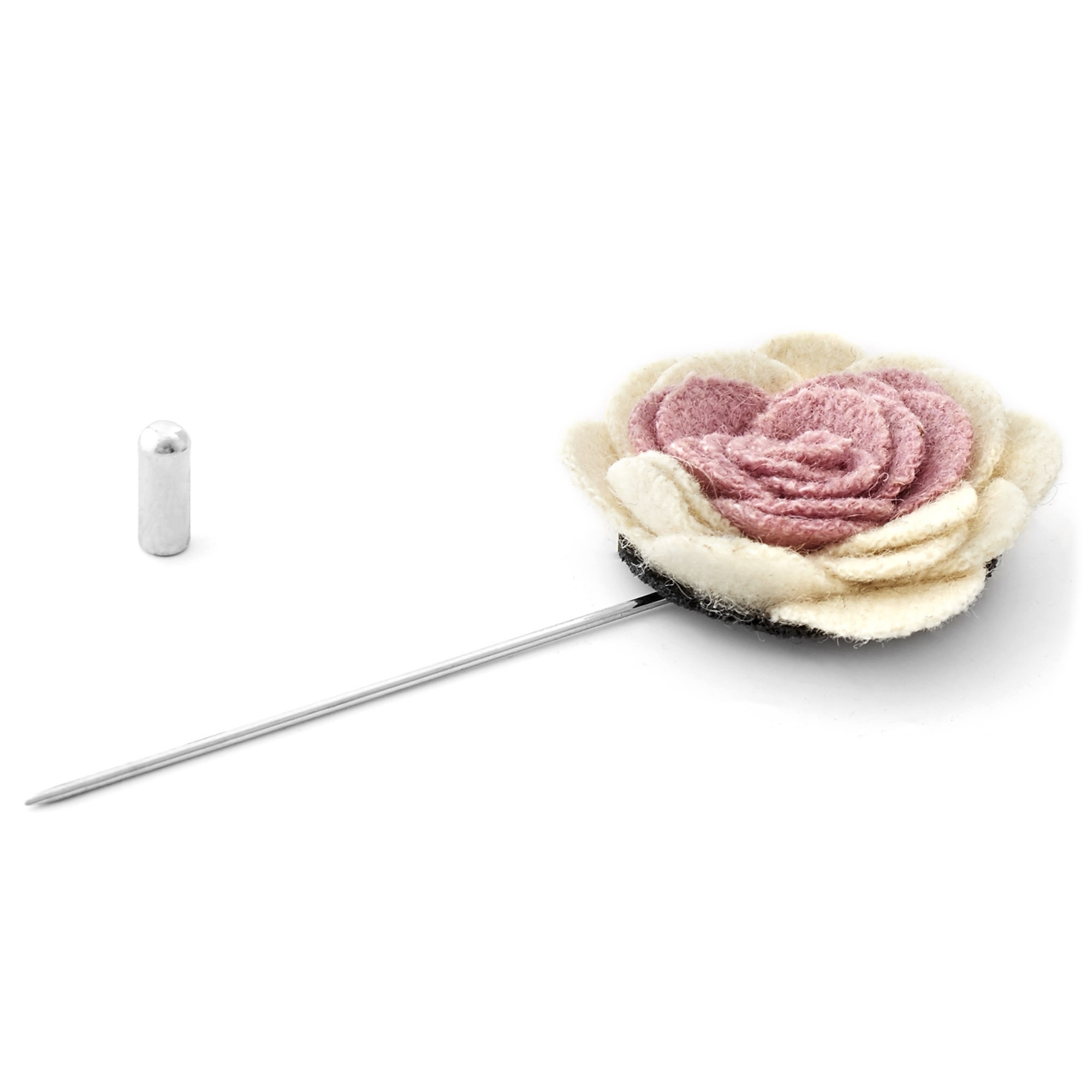 White & Baby Pink Flower Lapel Pin - 2