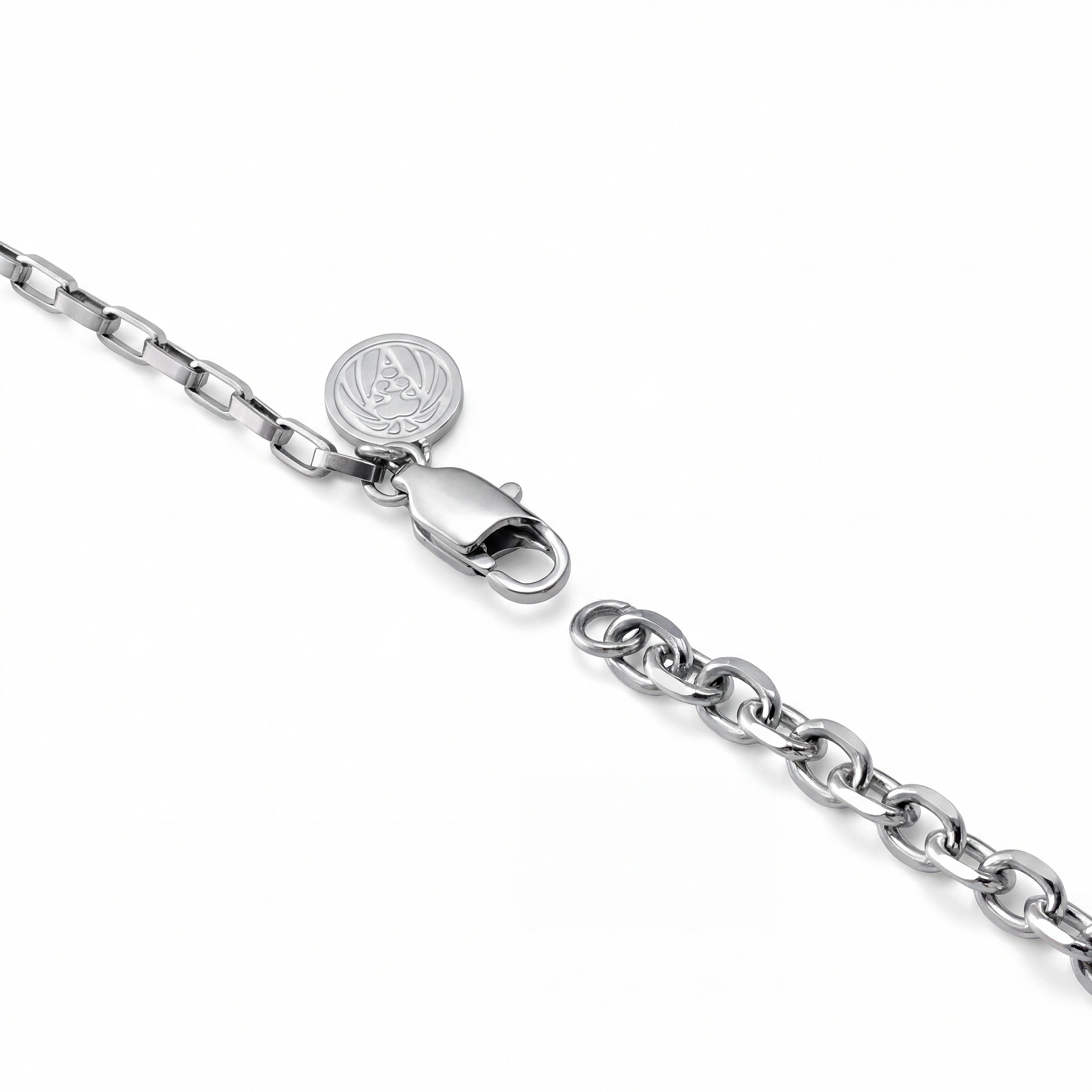 New Classics | Ezüst tónusú rozsdamentes acél dupla láncszemes anker és téglalap alakú lánc nyaklánc 4 mm - 3