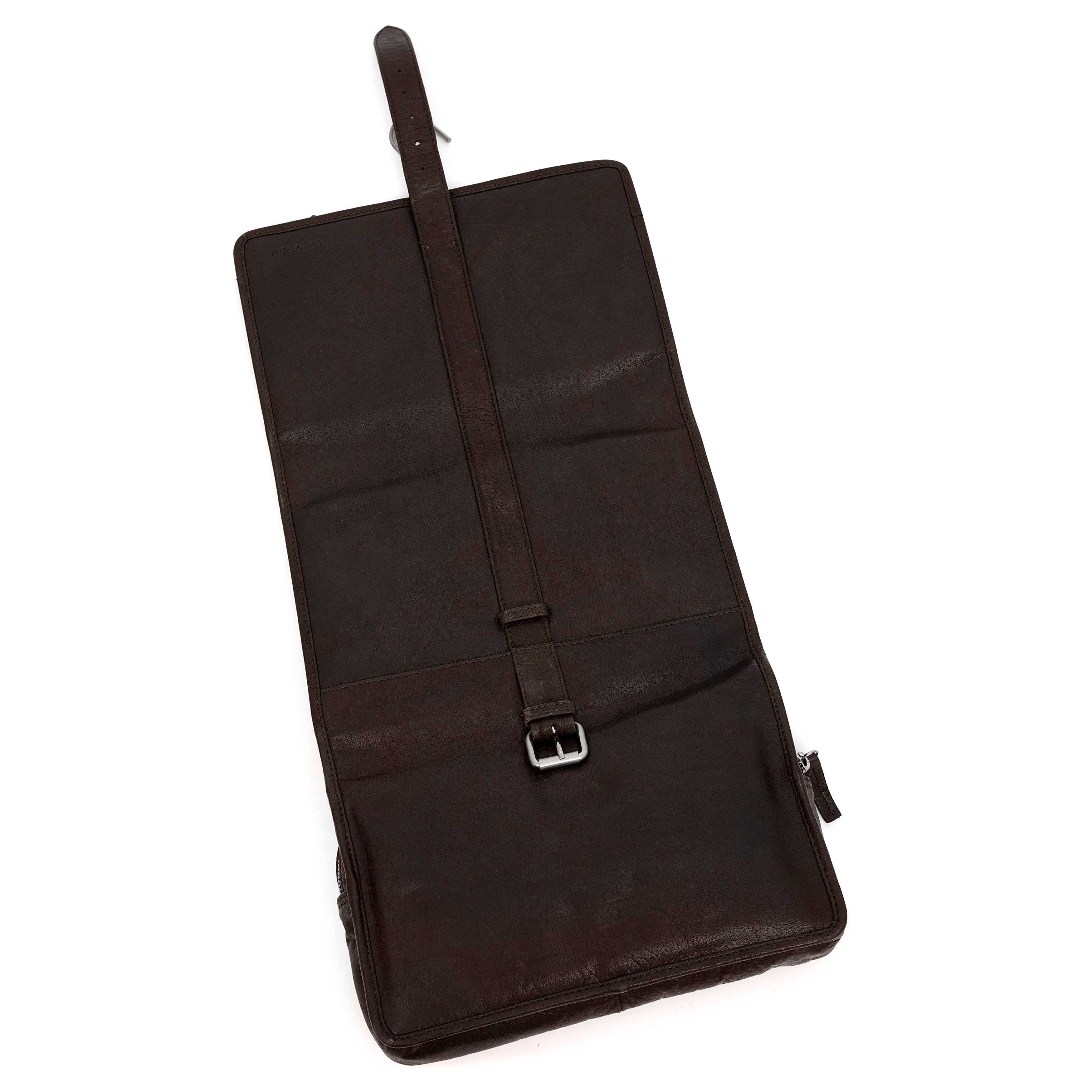 Montreal Hanging Brown Leather Wash Bag - 5
