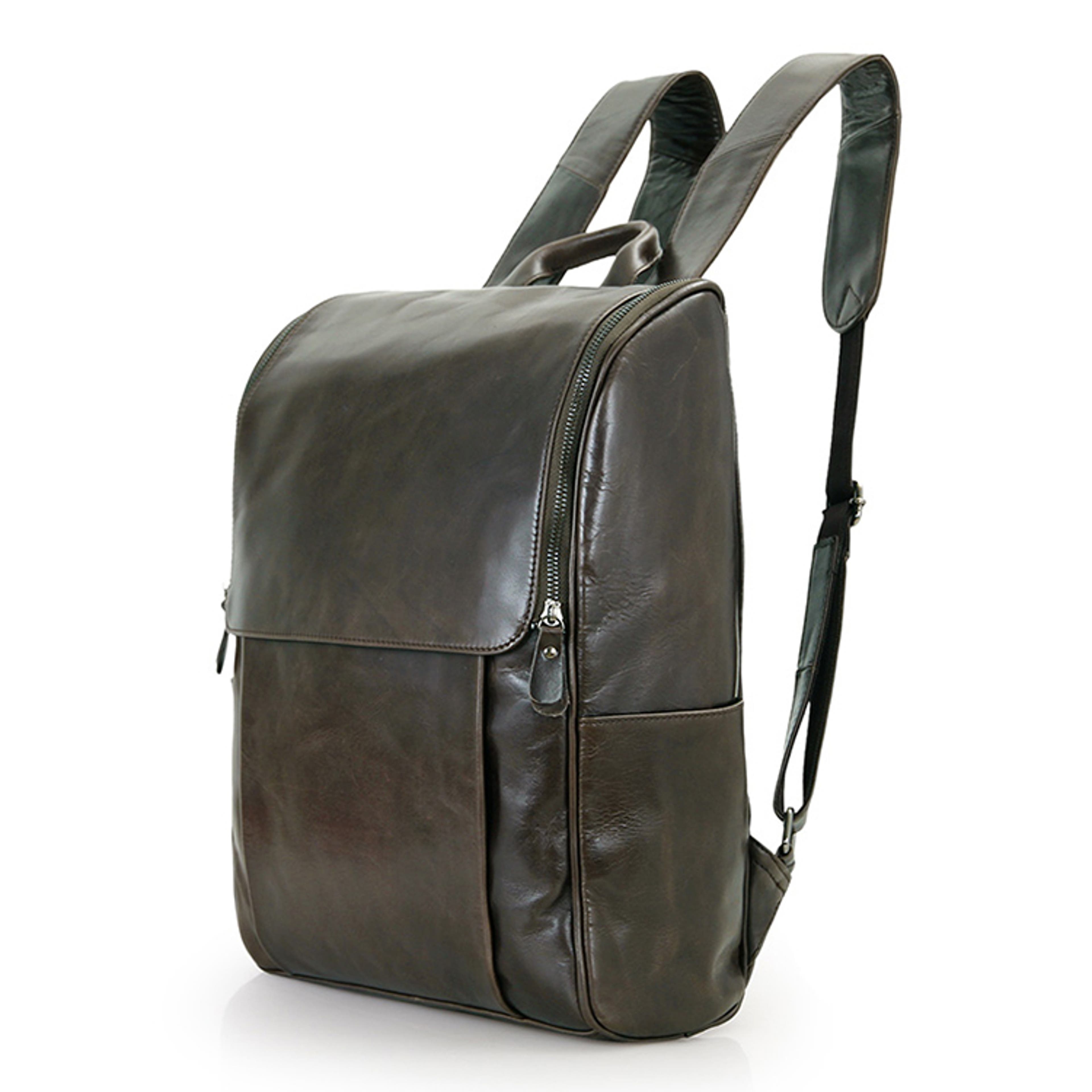 Grey Leather Backpack