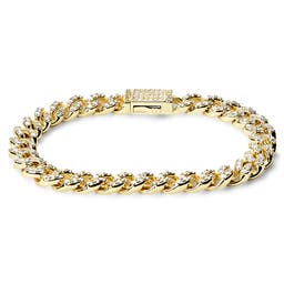 Nicos | 1/3" (8 mm) Iced Gold-tone Cuban Chain Zirconia Bracelet
