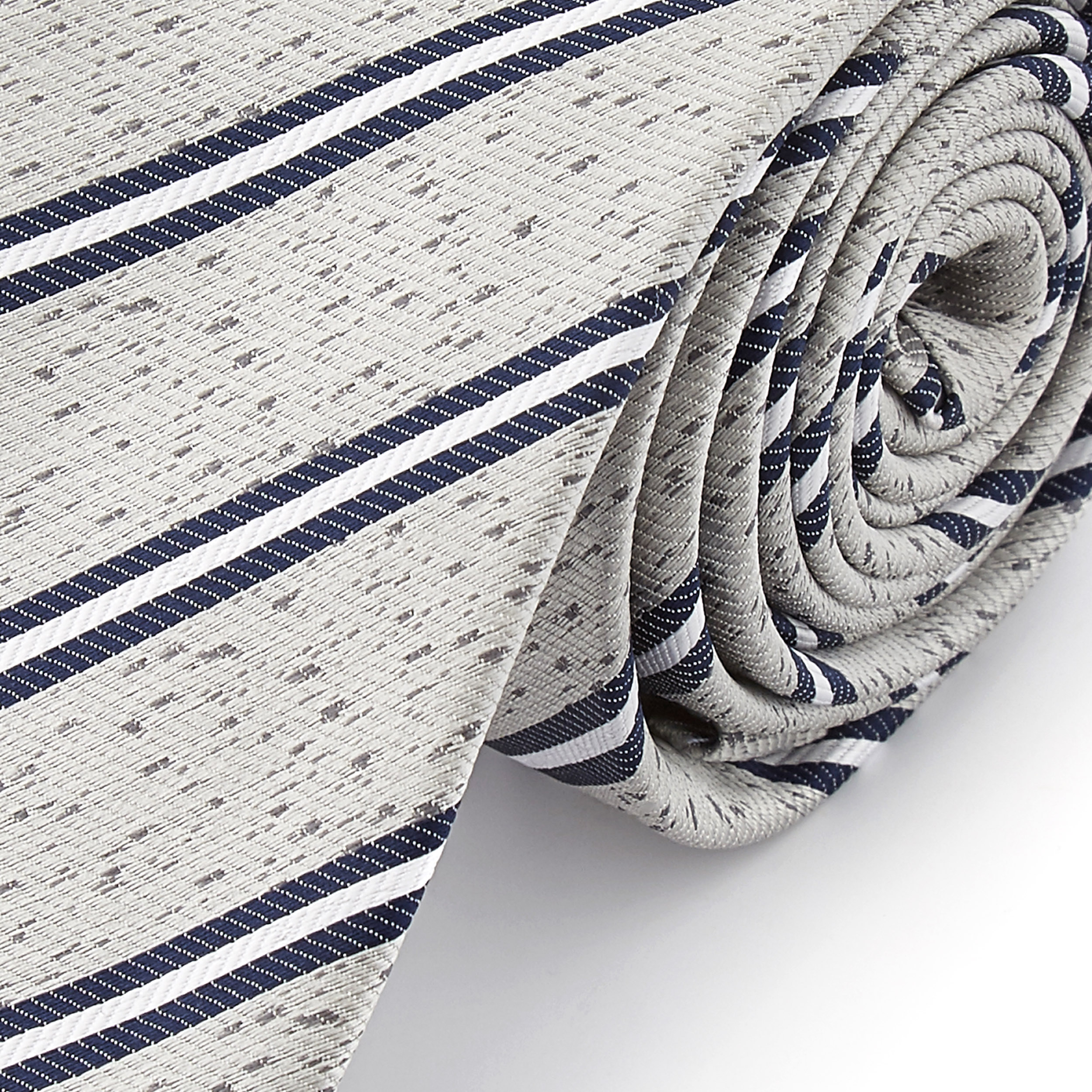 Corbata con estampado texturado en azul y plateado - 2