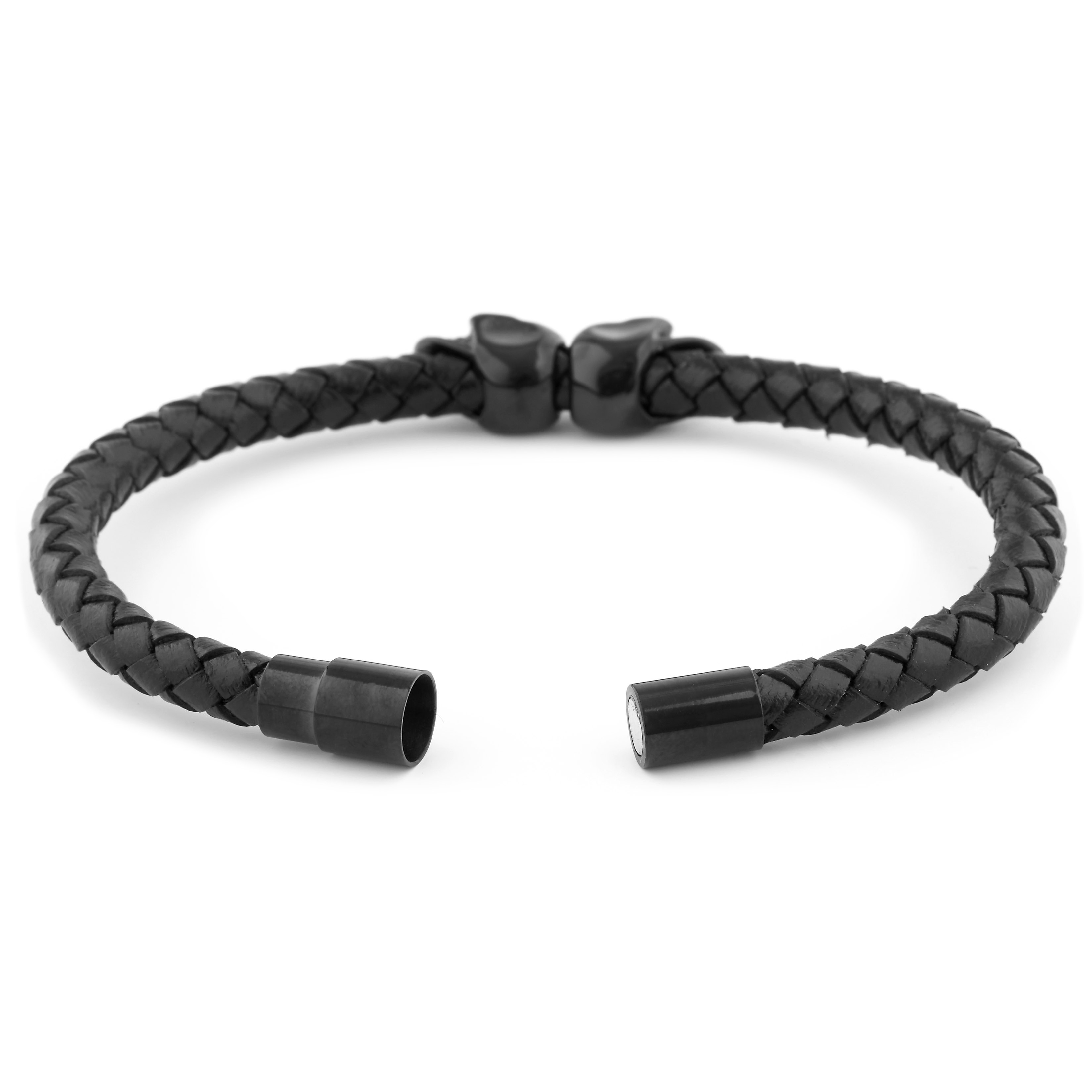 Svart Dödskalle Läderarmband - 2