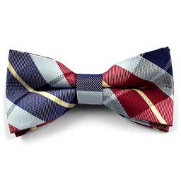Navy Blue & Bordeaux Chequered Bow Tie
