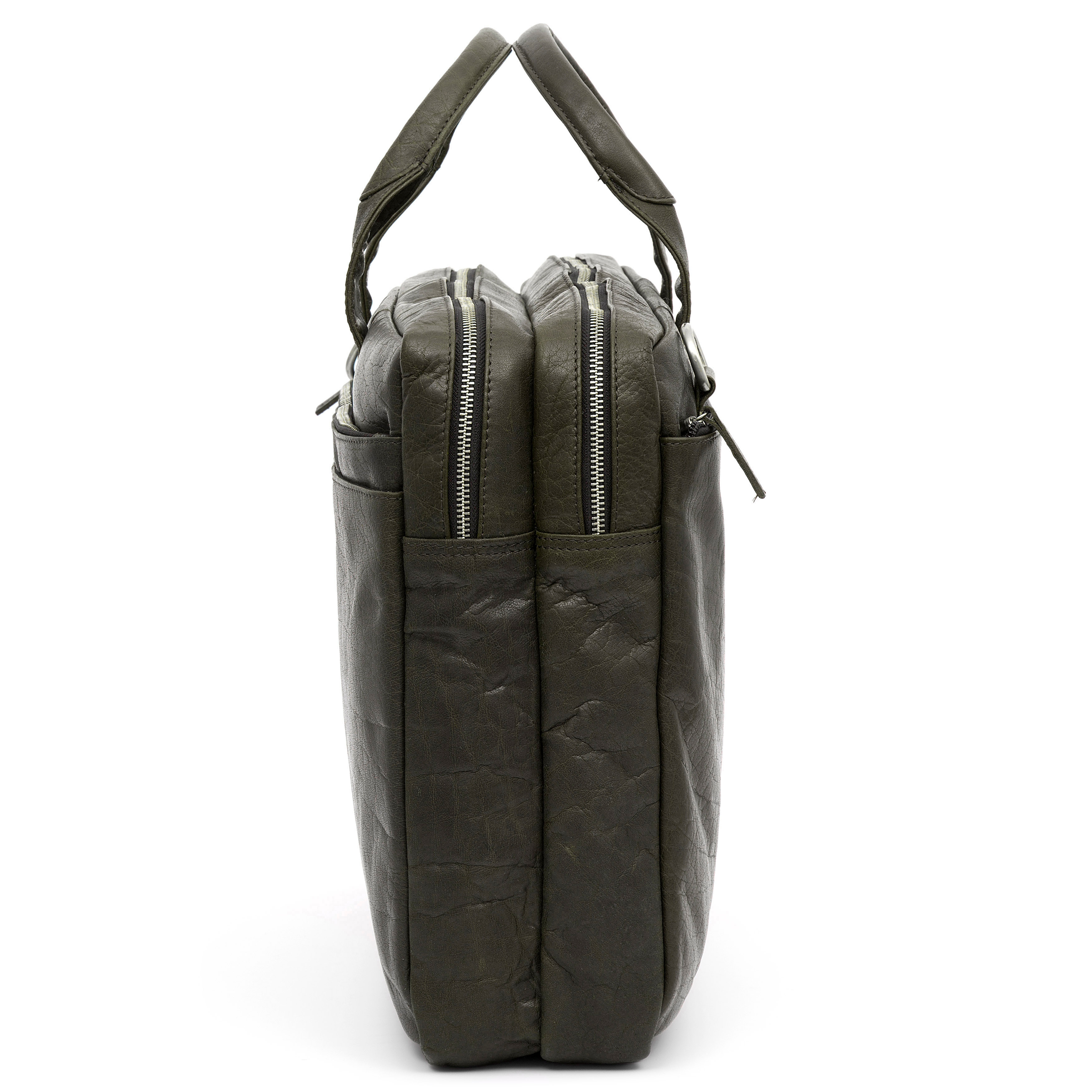 Olivová kožená taška na notebook Montreal XL - 5