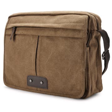 Vintage Caramel Canvas and Brown Leather Messenger Bag Vintage Caramel Canvas and Brown Leather Messenger Bag