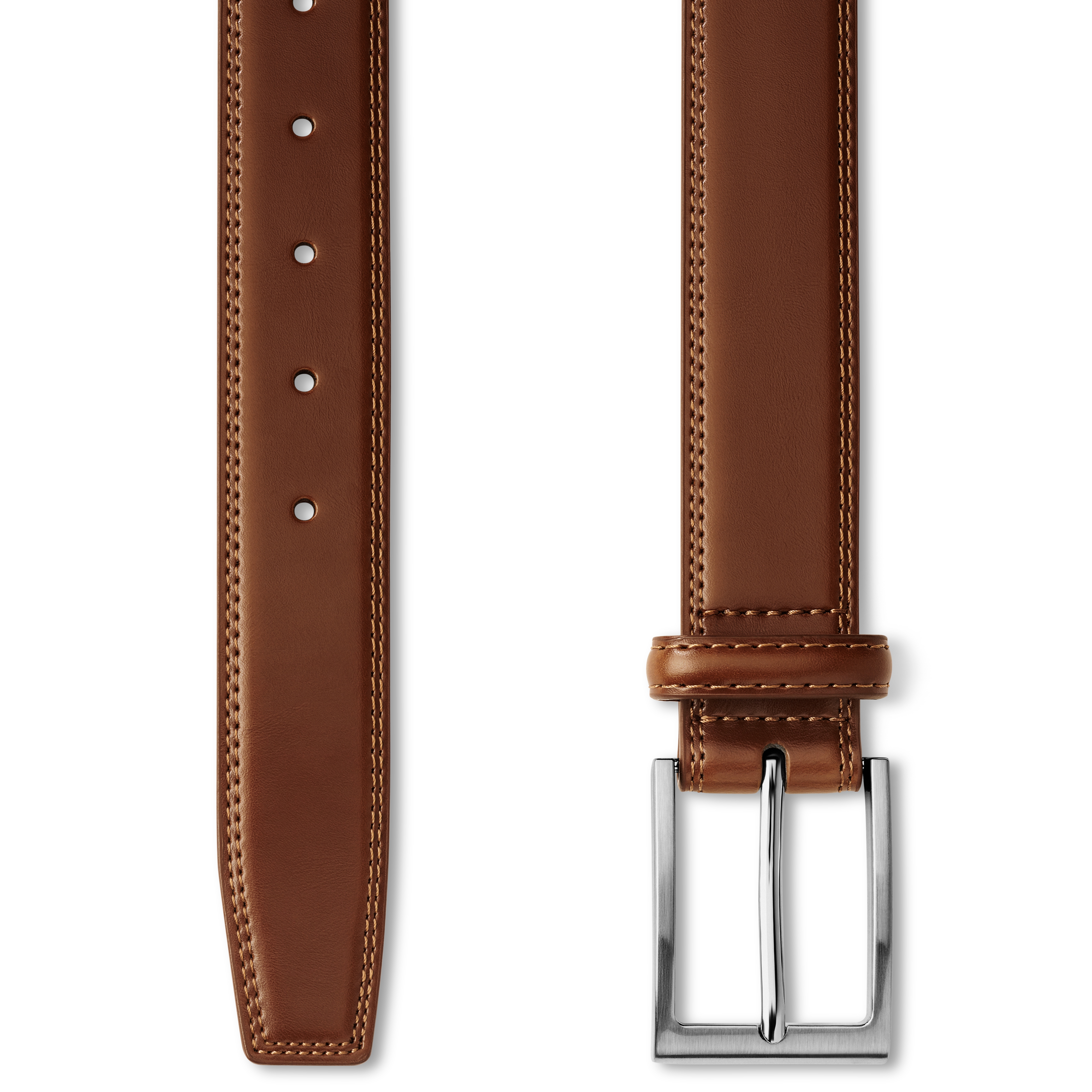 Light Brown Glossy Faux Leather Belt - 2