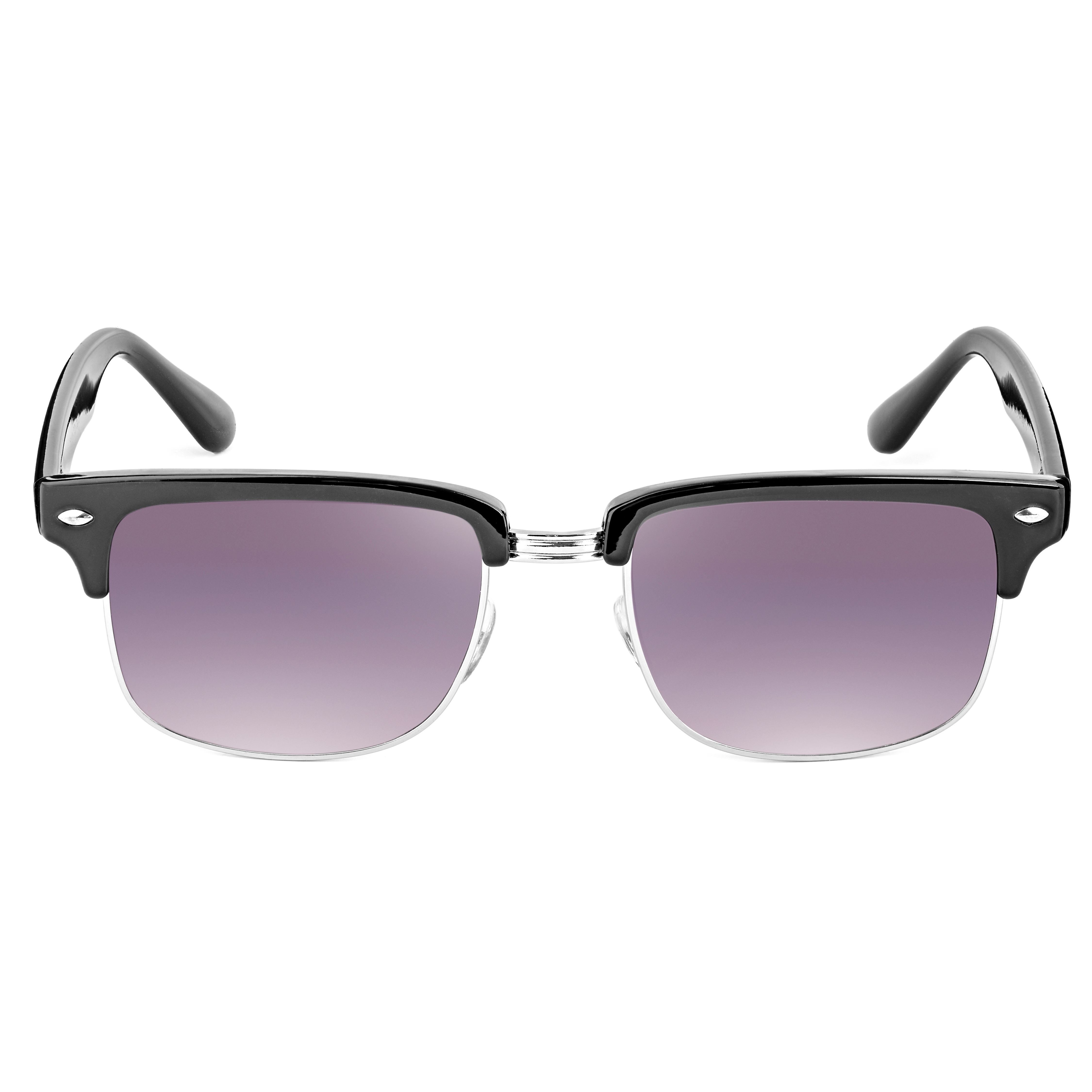 Lunettes de soleil à verres mauves et monture noire  - 1