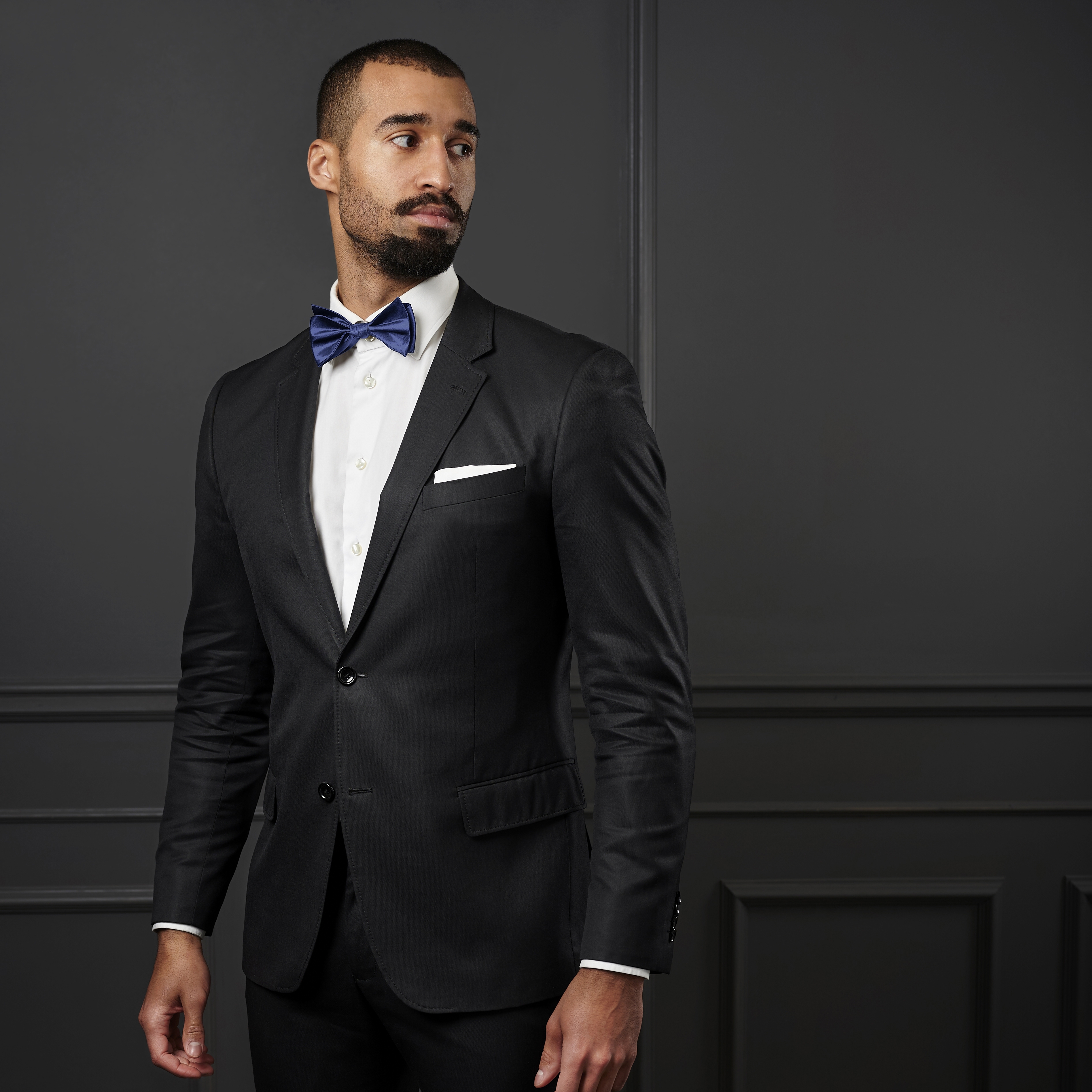 Shiny Navy Blue Basic Self-Tie Bow Tie - 4