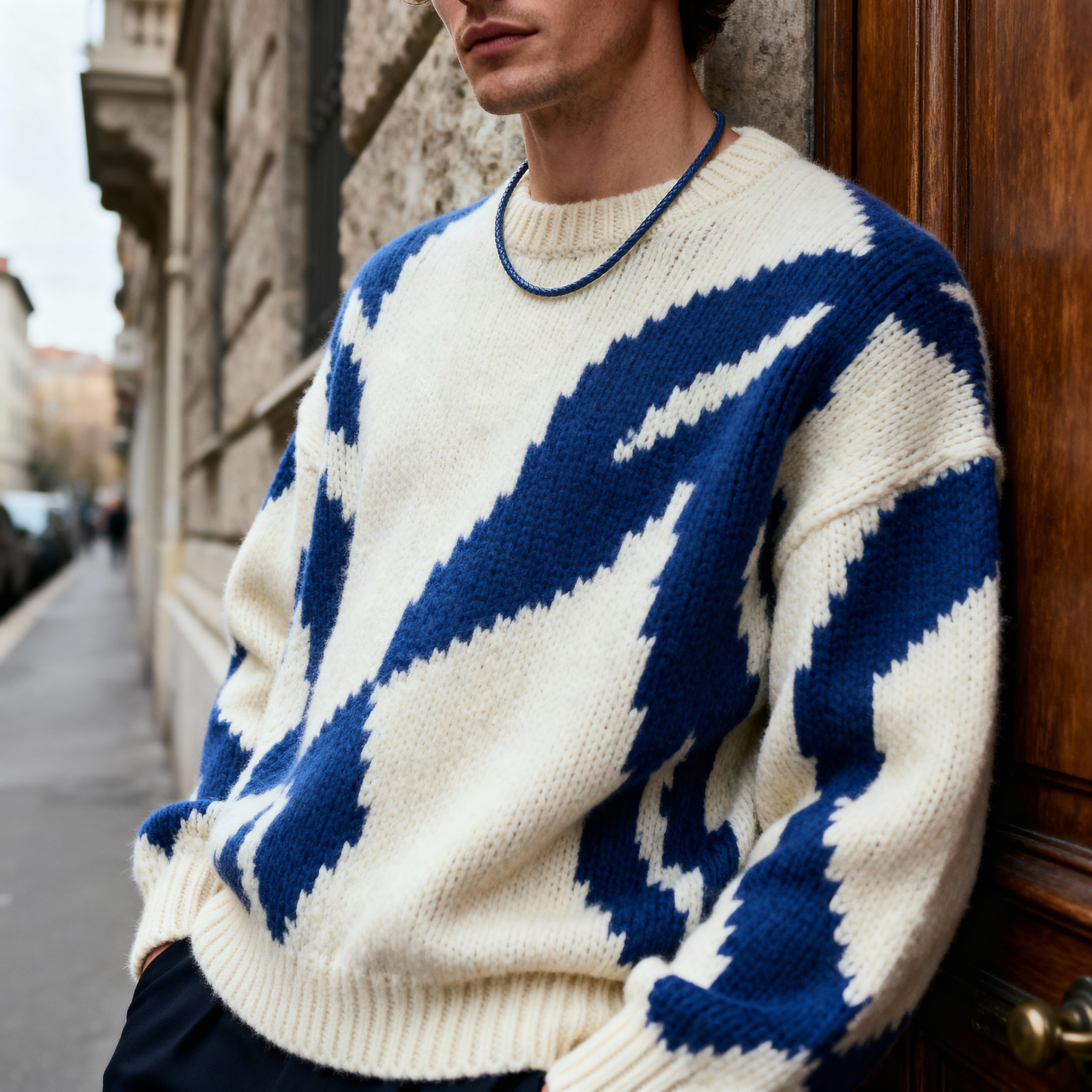 Tenvis | 5 mm Blå Læder Halskæde - 2