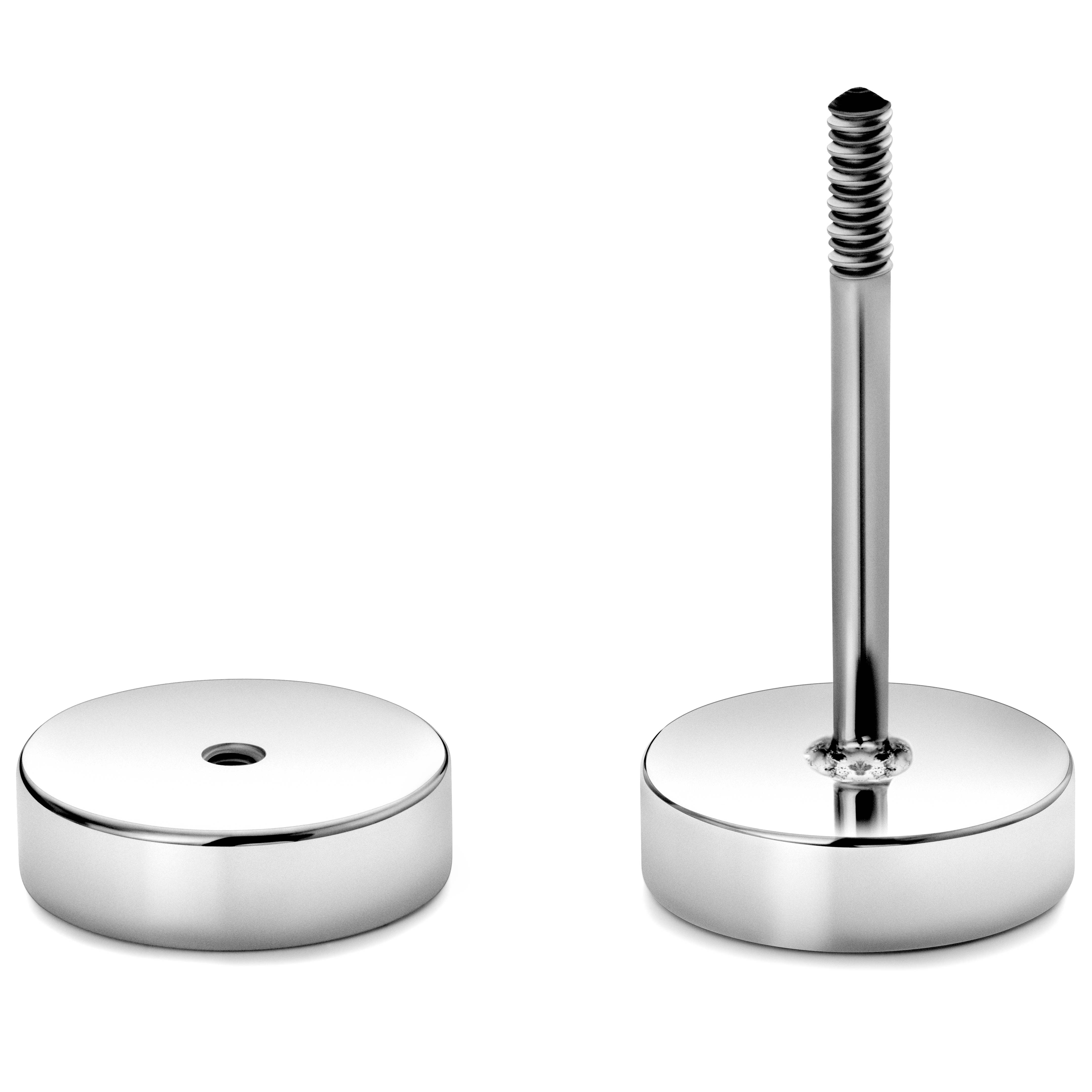 Argentia | Плоска сребърна обица имитация на флеш тапа с родиево покритие 6 мм - 2