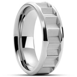Hyperan | 8 mm Silver-tone Titanium Prism Ring