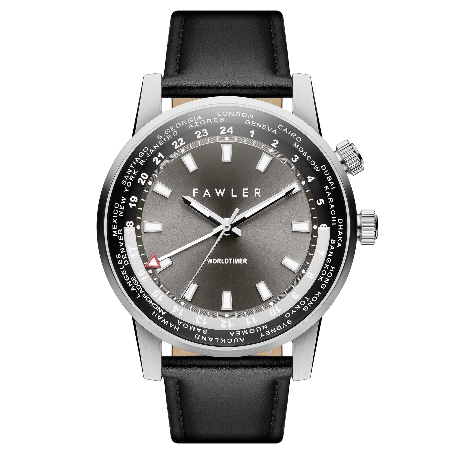 Gentium | Grey Stainless Steel World-time GMT Watch Gentium | Grey Stainless Steel World-time GMT Watch