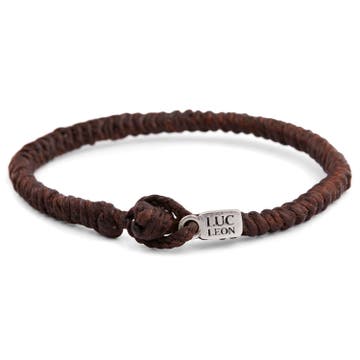 Dark Brown Woven Waxed Cotton Bracelet