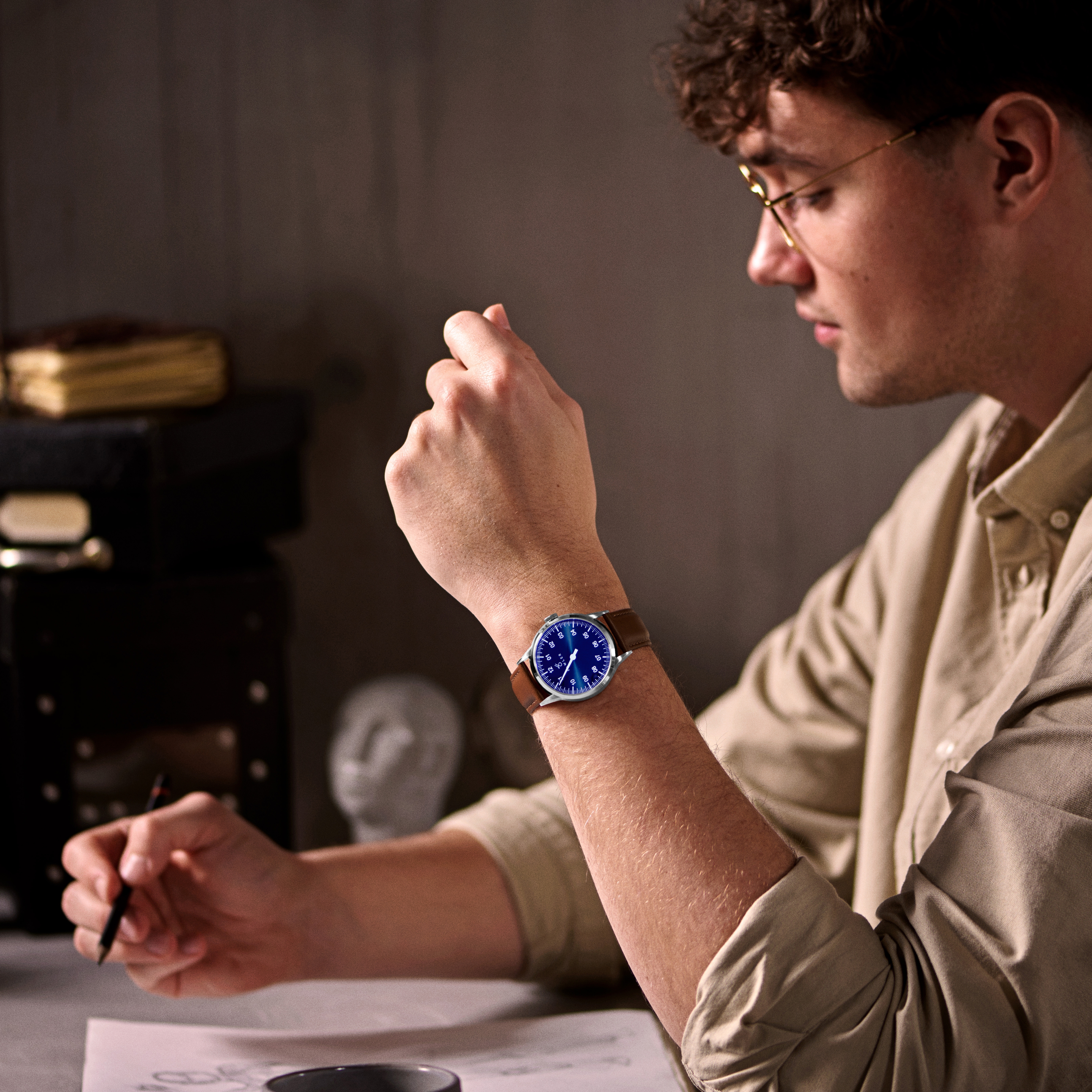 Paz | Blåt Rustfri Stål Enkelt Viser Formelt Ur - 4