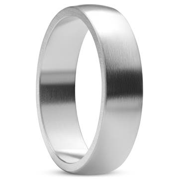 Ferrum | 6 mm Brushed Silver-Tone Stainless Steel D-Shape Ring