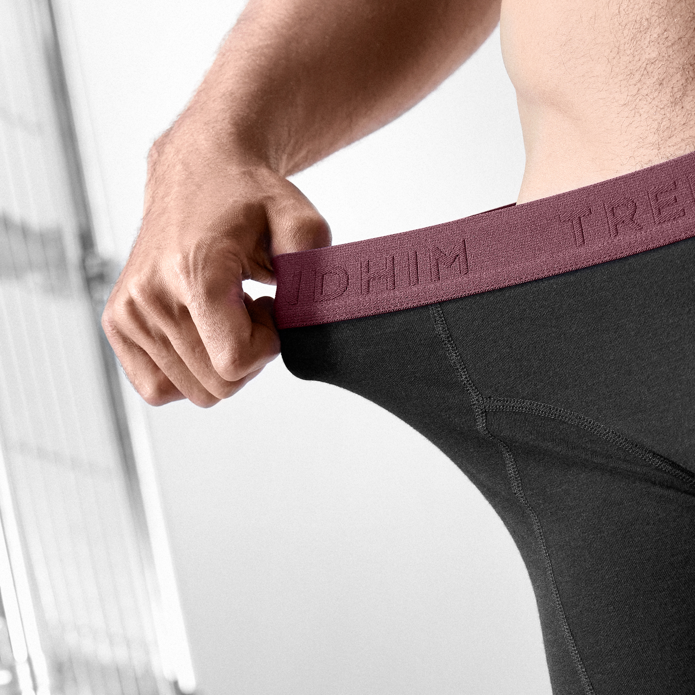 FlexFeel | 3-Pack Black Cotton Boxer Briefs with Dark Crimson Waistband - 6