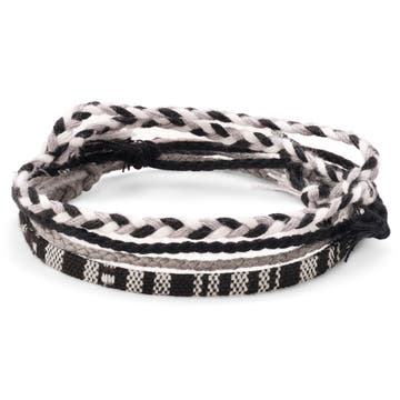 Black & White Textile Surfer Bracelet Black & White Textile Surfer Bracelet
