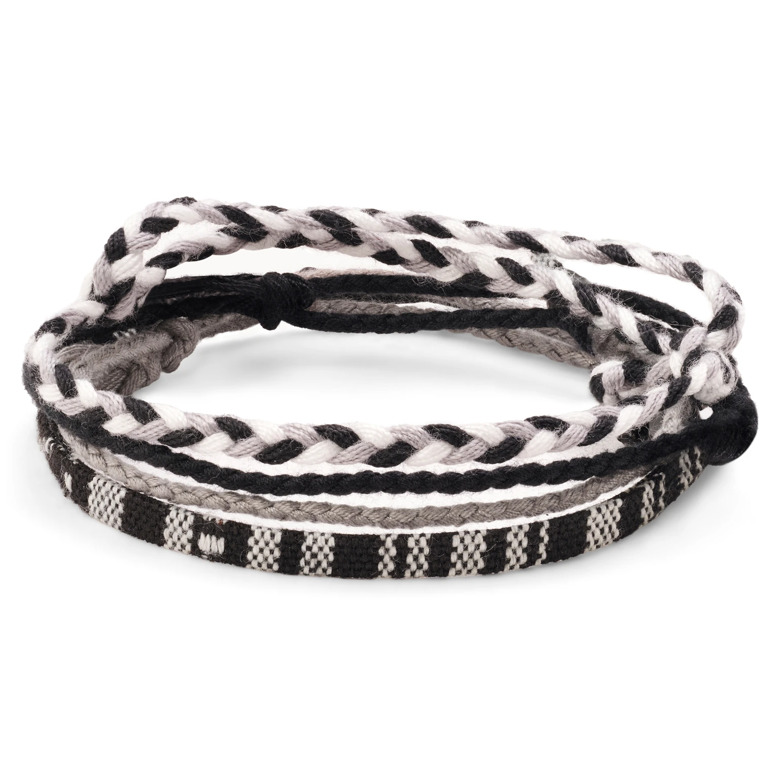 Amalfi | Black & White Textile Surfer Bracelet Amalfi | Black & White Textile Surfer Bracelet