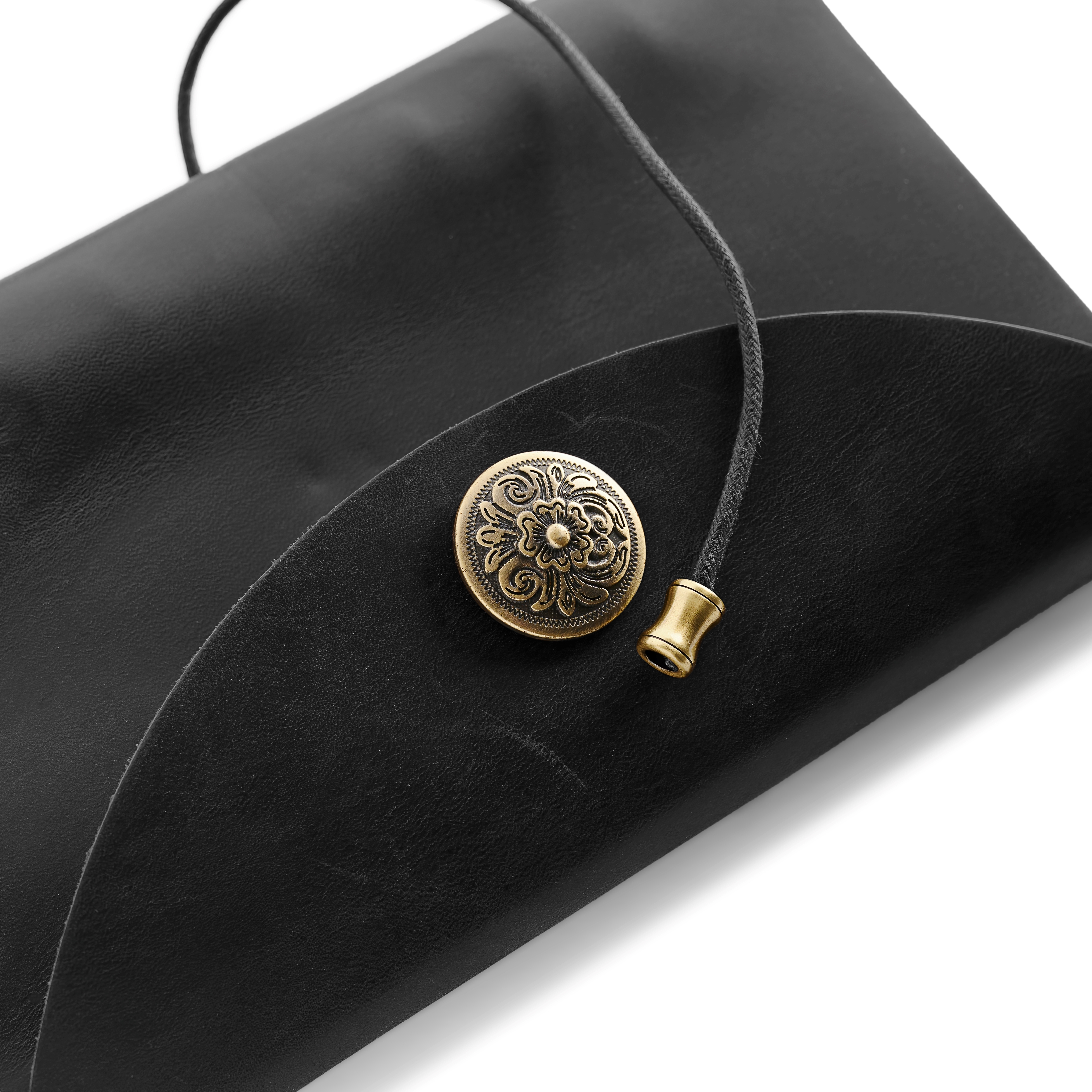 Notebook | Black Leather | Flower Clasp - 3