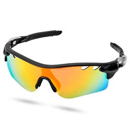 Czarno-szare sportowe okulary przeciwsłoneczne z wymiennymi soczewkami