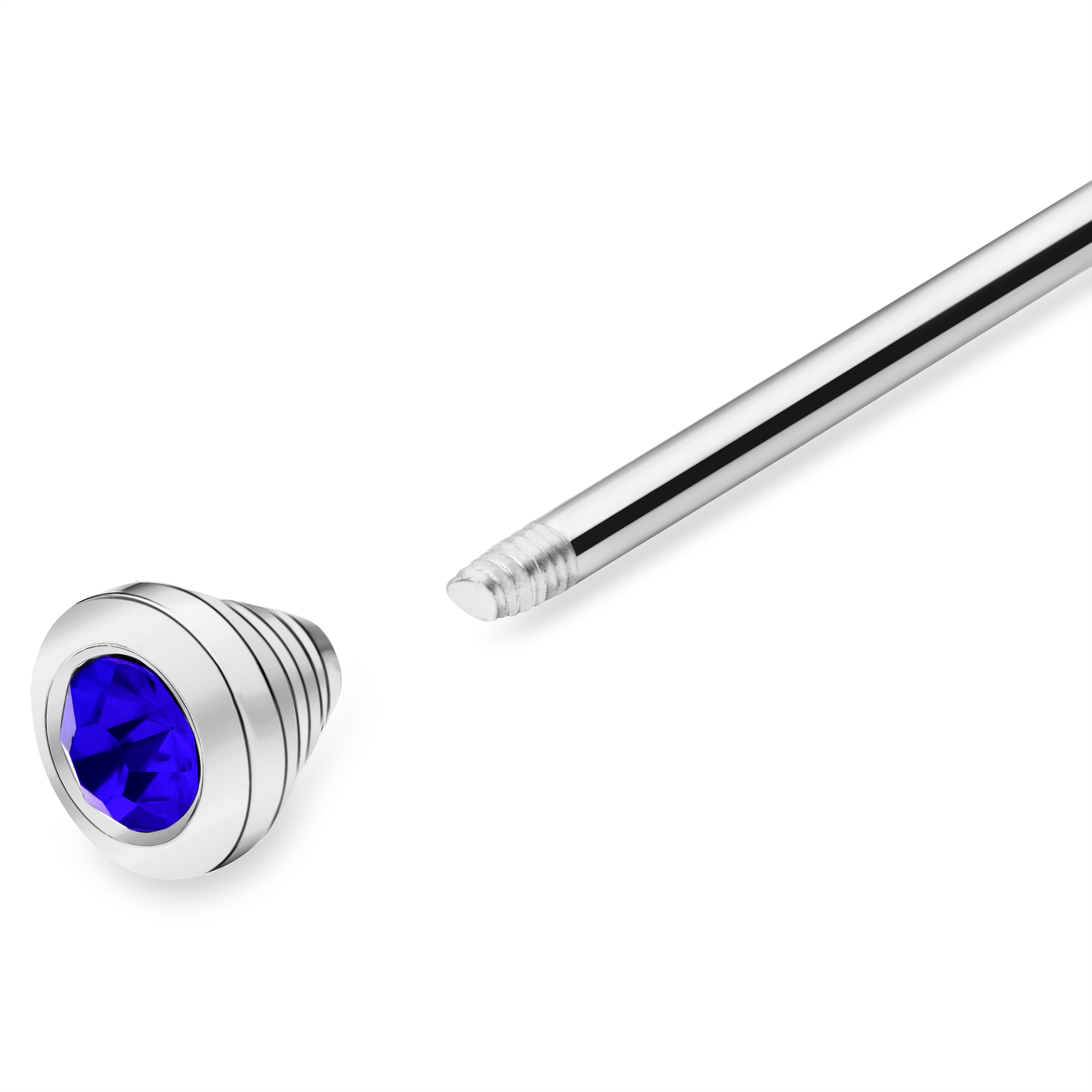 Alfiler de cuello plateado con circonitas azules - 2