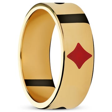 Ace | Златист пръстен с бои на покер карти