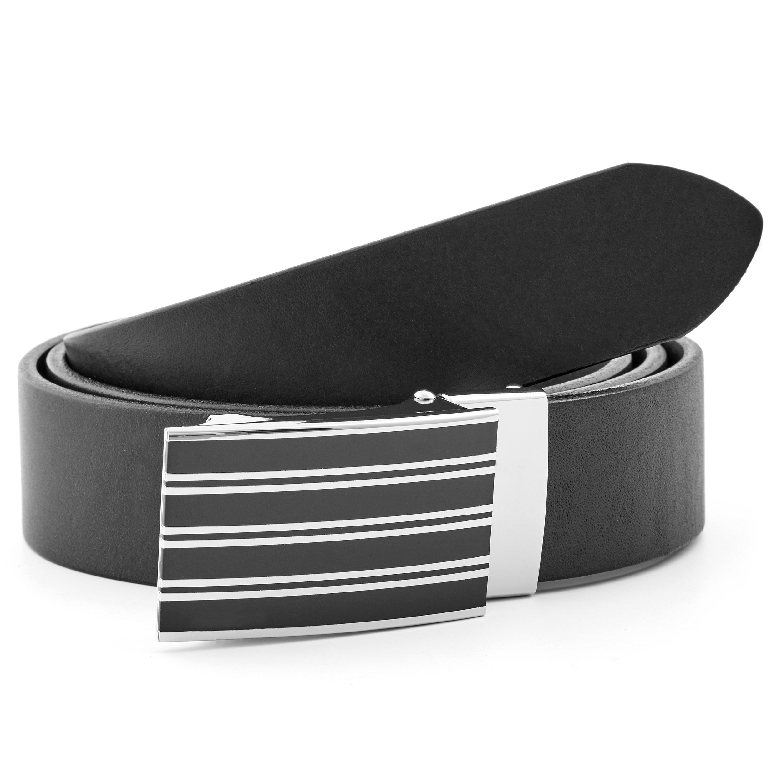 Sort & Sølv Læderbælte - 1