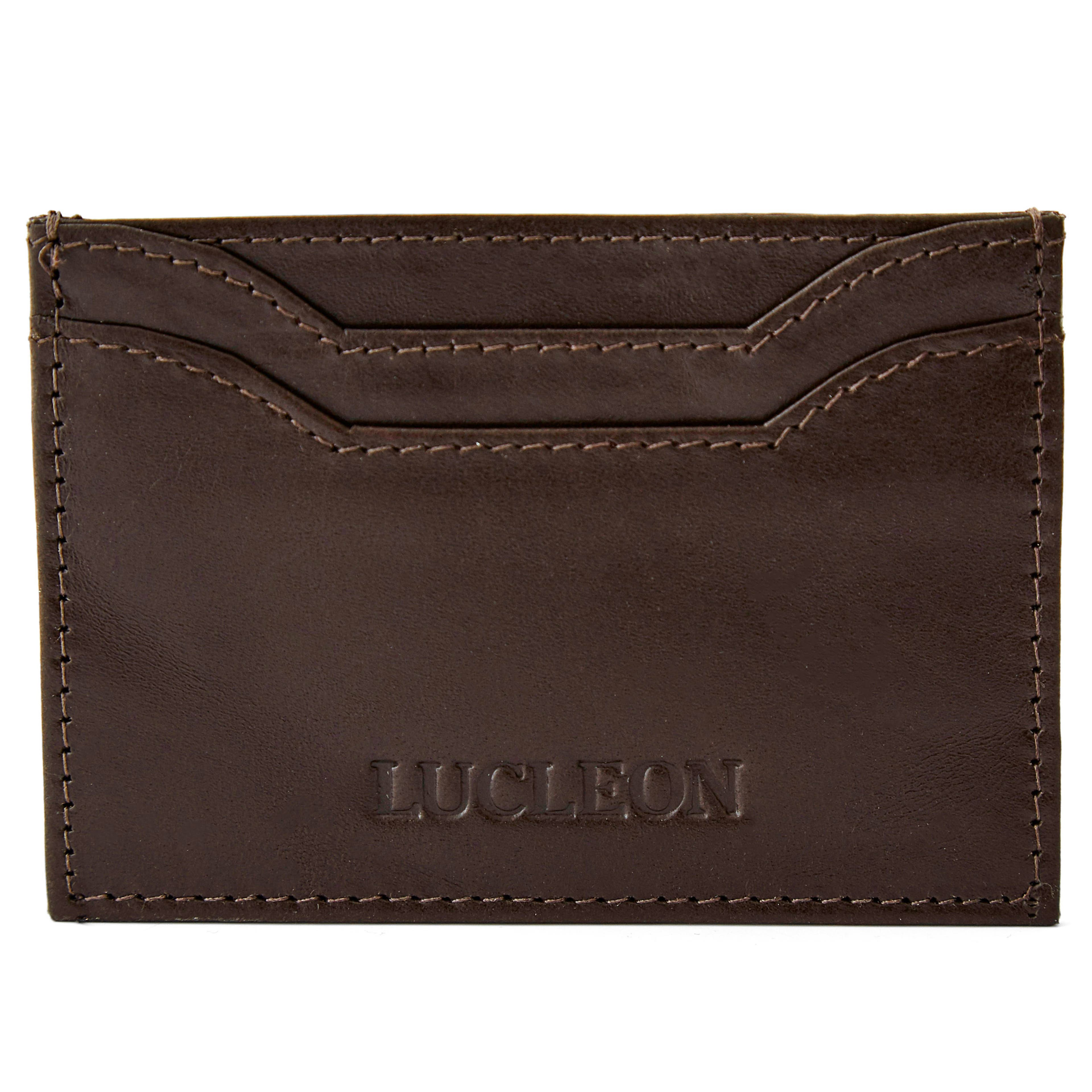 Brown Leather Card Holder With RFID Blocker