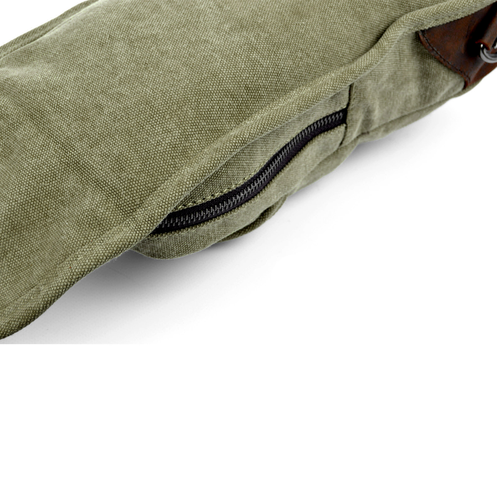 Vojaško zelena platnena in rjava usnjena torba za čez ramo - 5