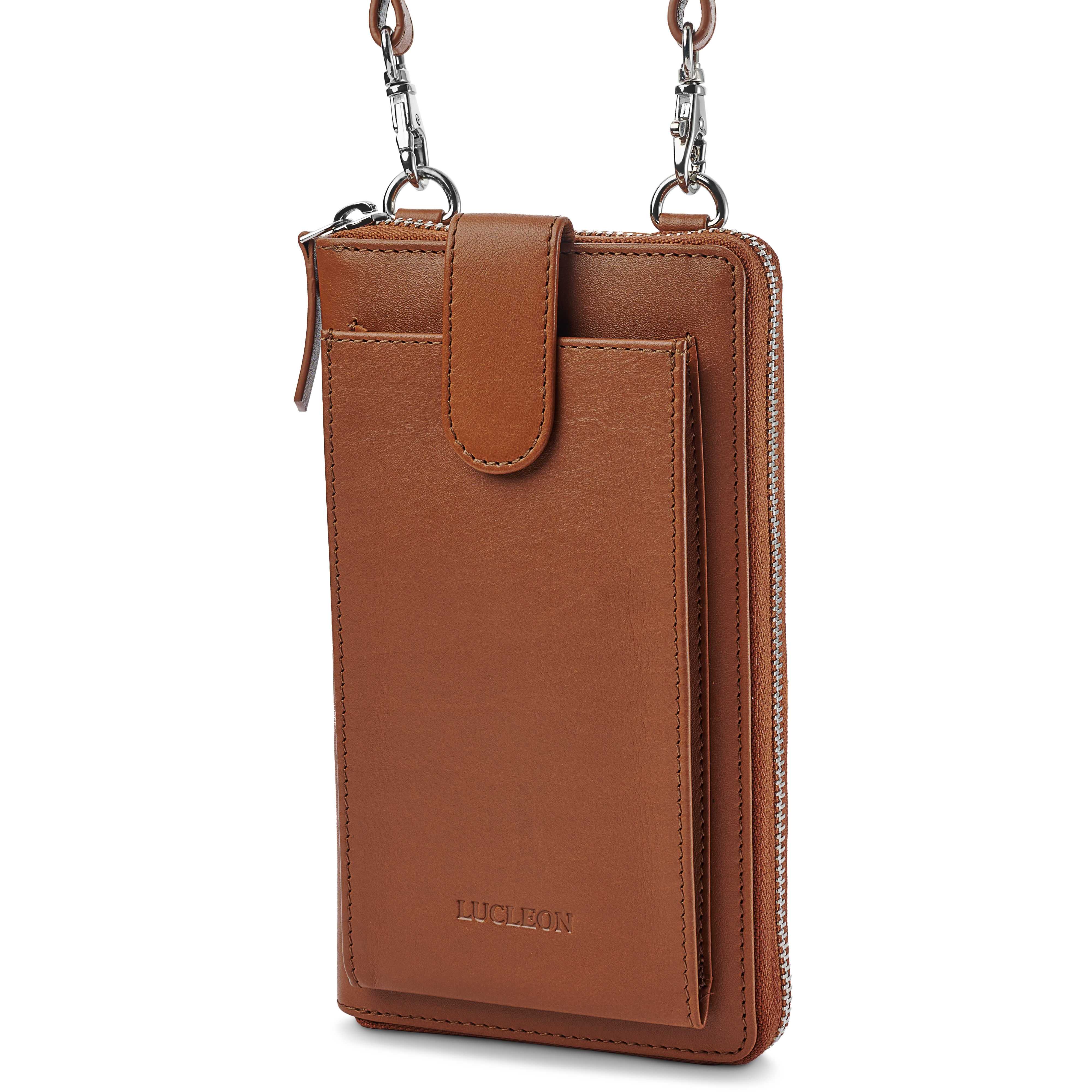 Cognac Leather Mobile Phone Bag - 2