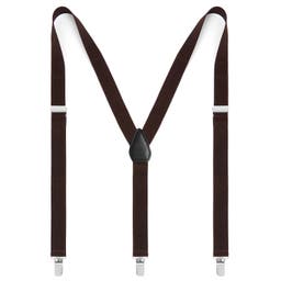 Slim Dark Brown Clip-On Suspenders