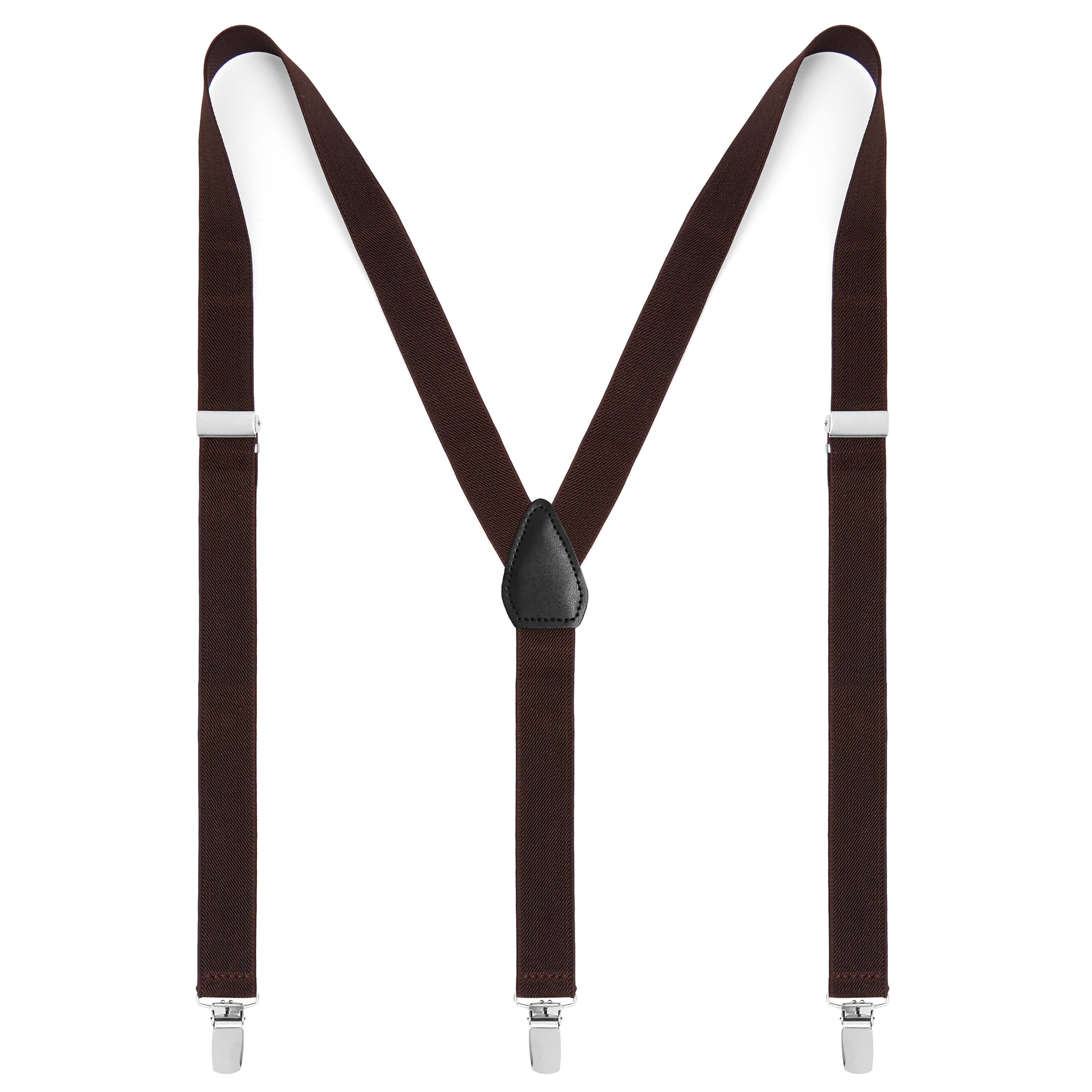 Slim Dark Brown Clip-On Suspenders