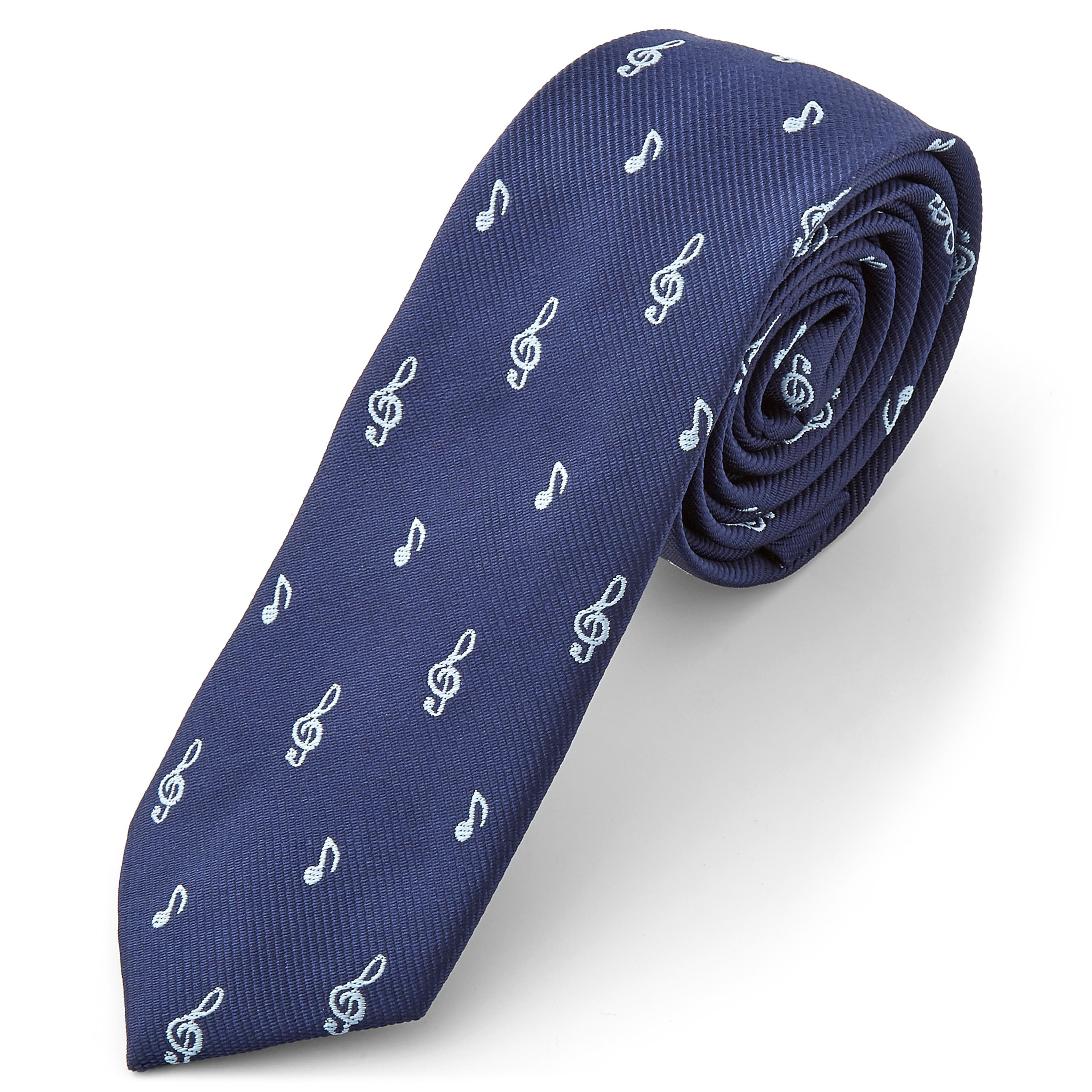 Navy Blue & White Musical Notes Polyester Tie
