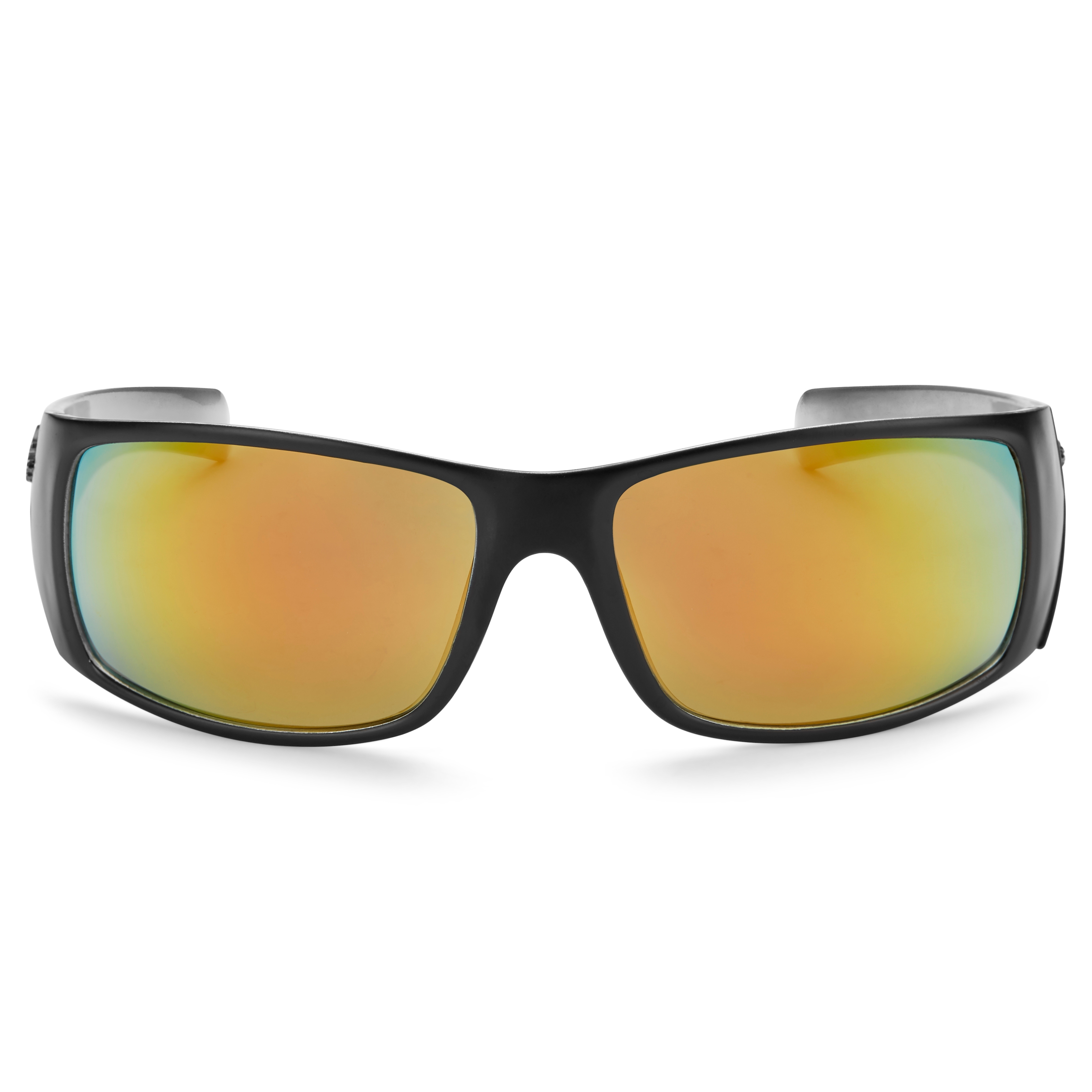 Occhiali da sole rettangolari con lenti a specchio arancioni - 1