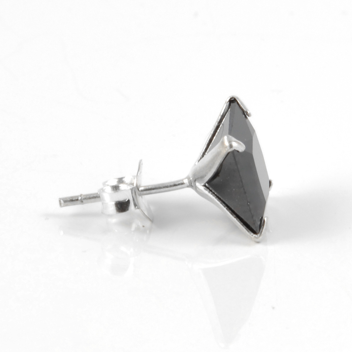 Black Square 10mm Zirconia Earring - 2